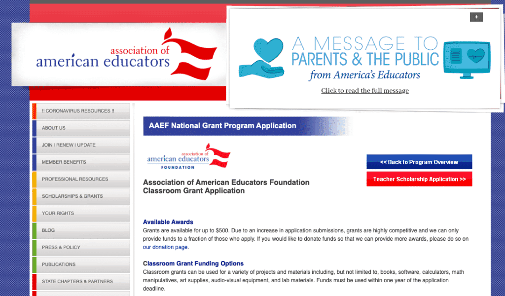 Grants for Teachers - Association of American educators classroom grants