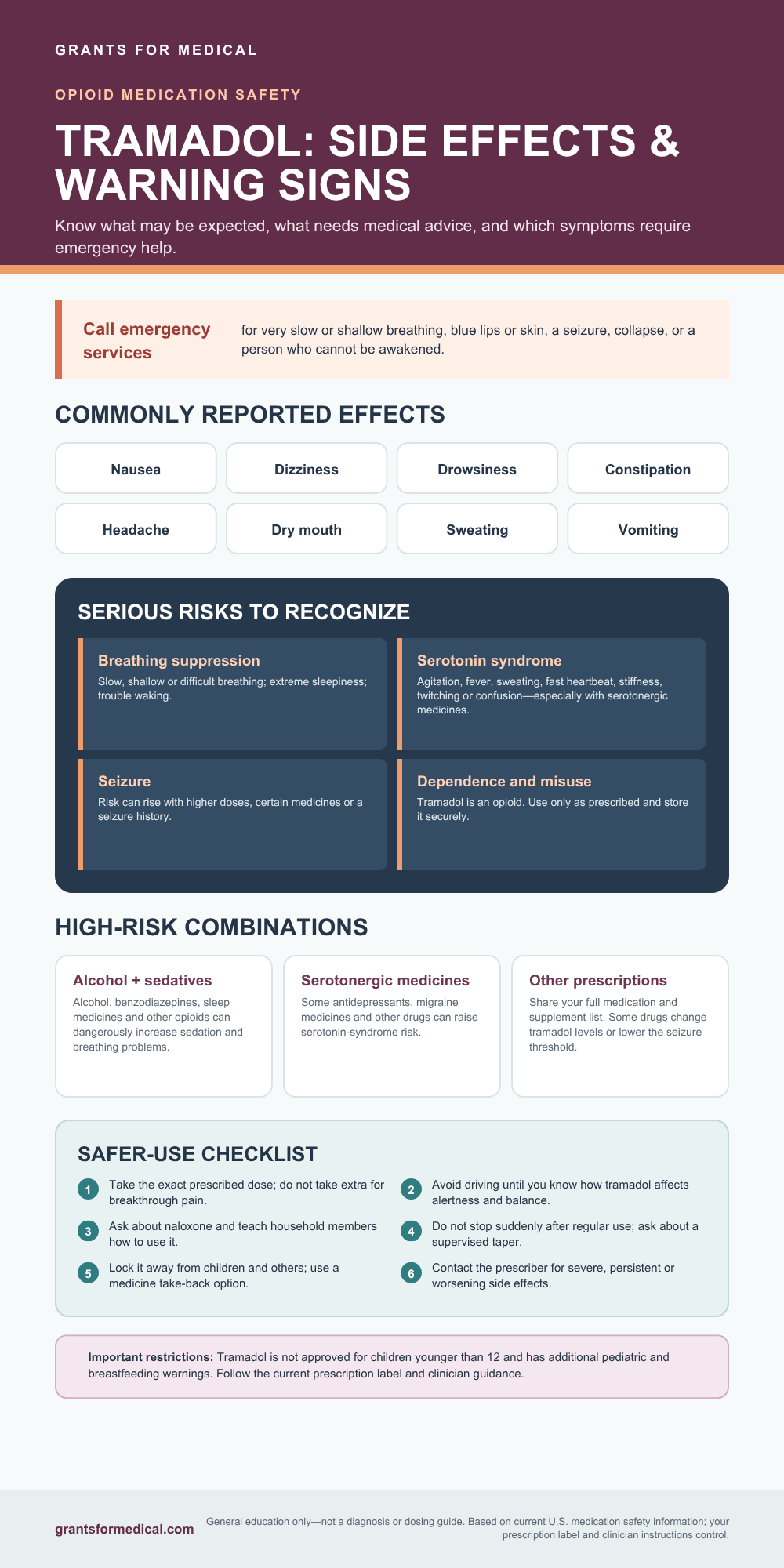 Tramadol Side Effects: Common, Serious, and Warning Signs Tramadol side effects and warning signs infographic
